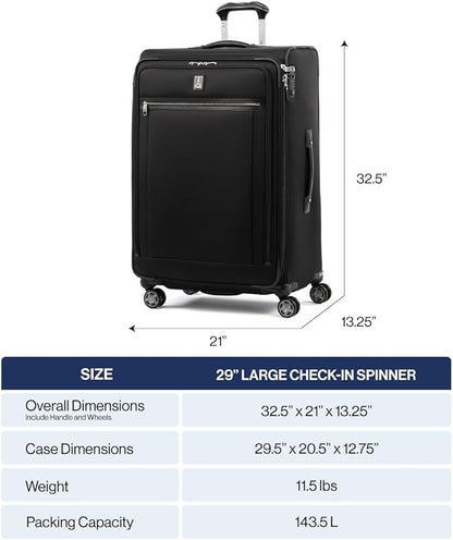 Travelpro Platinum Elite Softside Expandable Checked Luggage, 8 Wheel Spinner Large Suitcase, TSA Lock, Men and Women, Bordeaux Red, Checked Large 29-Inch