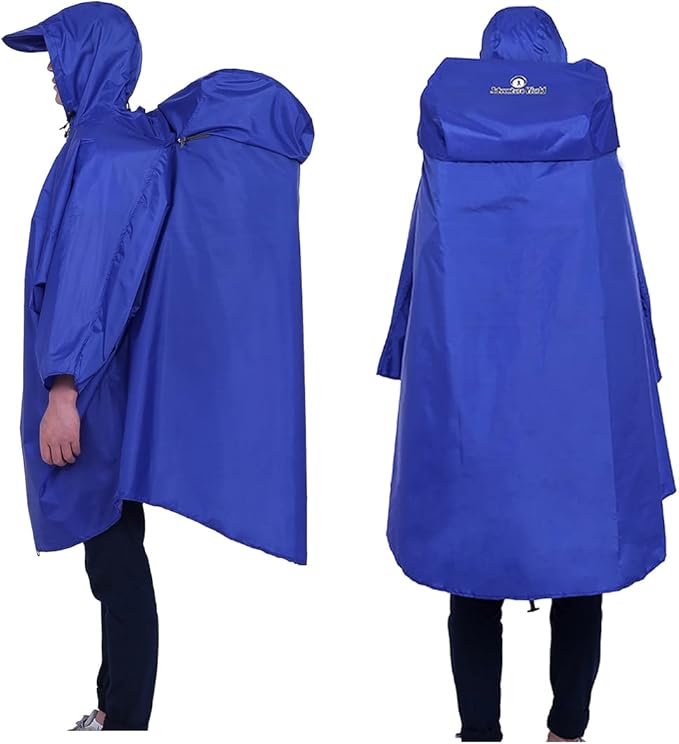 Adventure World Globotrekker Backpack Poncho Lightweight Waterproof Rain Poncho for Hiking, Camping, Travel & Outdoor Use
