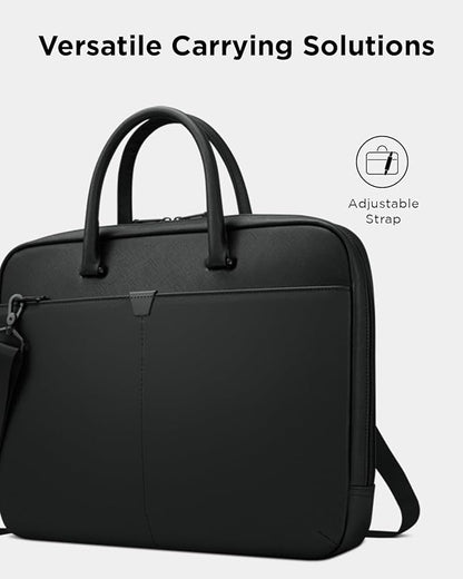 Lenovo 15.6-inch Laptop Bag (T200) - Water Resistant Leather Messenger Bag with Padded Device Compartment – Multi Compartment Professional Handbag with Shoulder Strap for Travel & Business