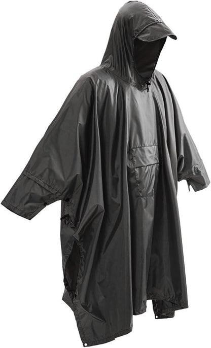 Cosmine Hooded Rain Poncho for Adult with Pocket, Waterproof Lightweight Unisex Raincoat Jacket for Hiking Camping Emergency