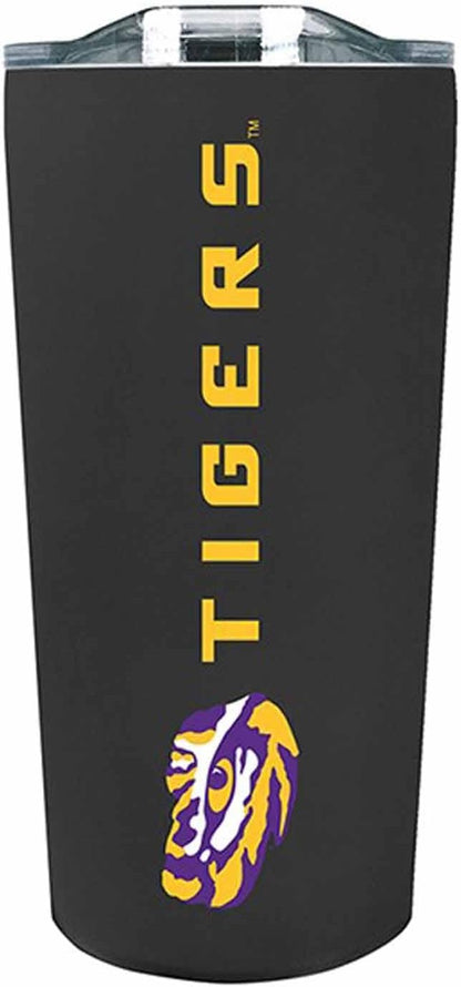 Campus Colors NCAA Stainless Steel Tumbler perfect for Gameday - 18 oz - Double Walled - Keeps Drinks Perfectly Insulated (LSU Tigers - Black)