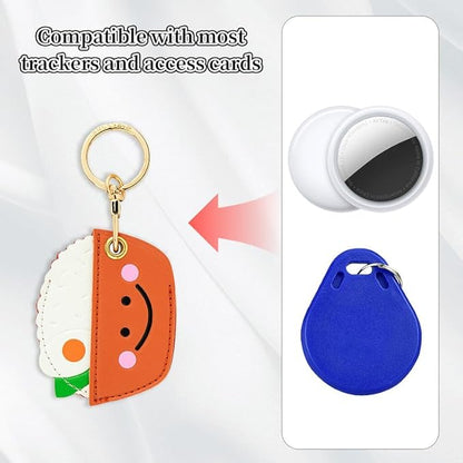 Leather Keychain Case Holder Compatible with Apple AirTag, GPS Airtag Keychain Finder Tracker with Key Ring, Anti-Scratch Protective Air Tag Cover