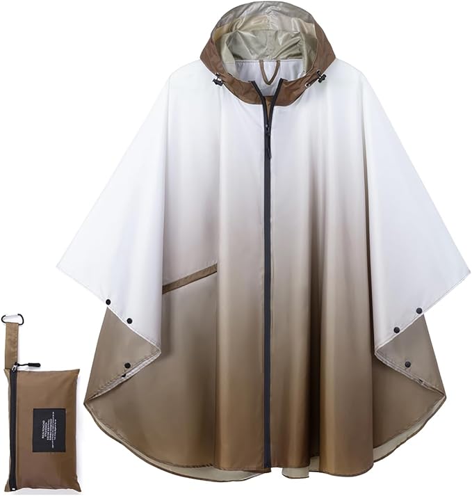 Fashion Hooded Rain Poncho Waterproof Raincoat Jacket with pocket for Women/Men/Adult