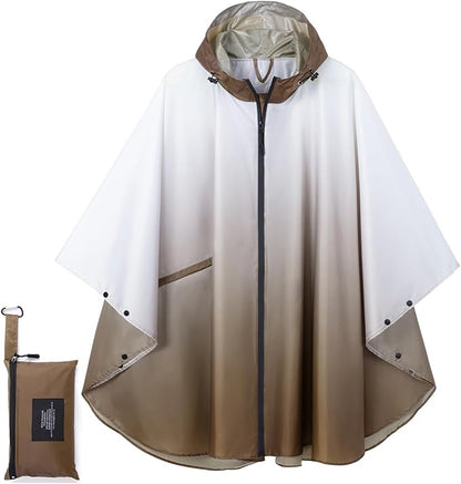 Fashion Hooded Rain Poncho Waterproof Raincoat Jacket with pocket for Women/Men/Adult