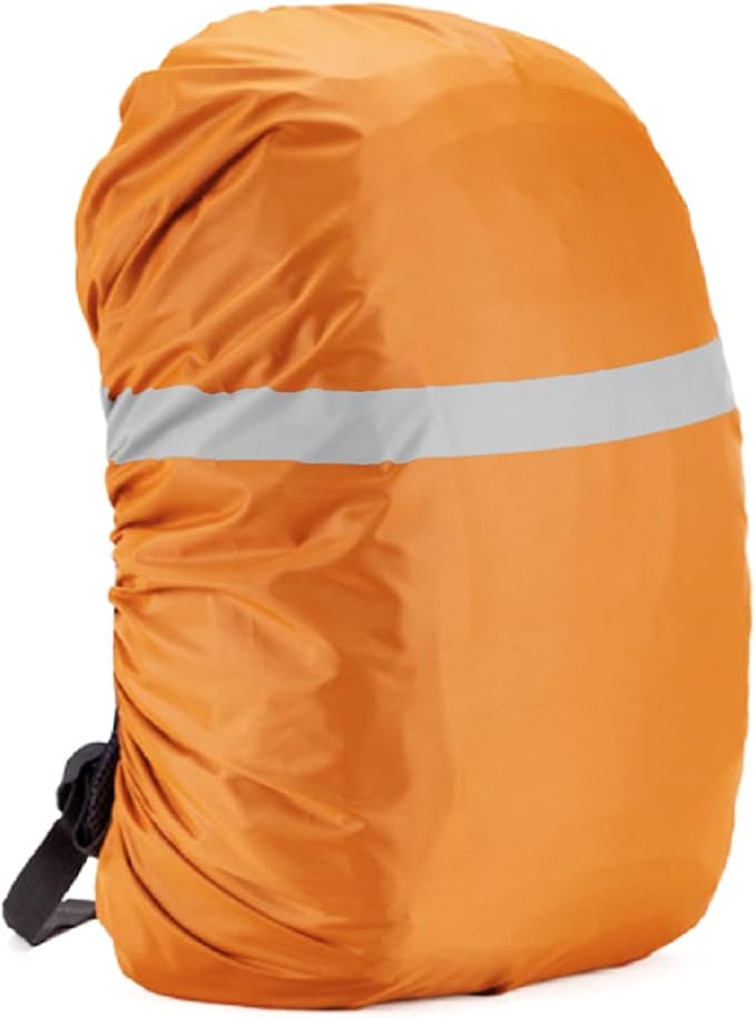 Silfrae Waterproof Rucksack Cover Backpack Rain Cover 30L-100L for Travel Climbing Hiking (Orange-Reflective, 90L-100L)