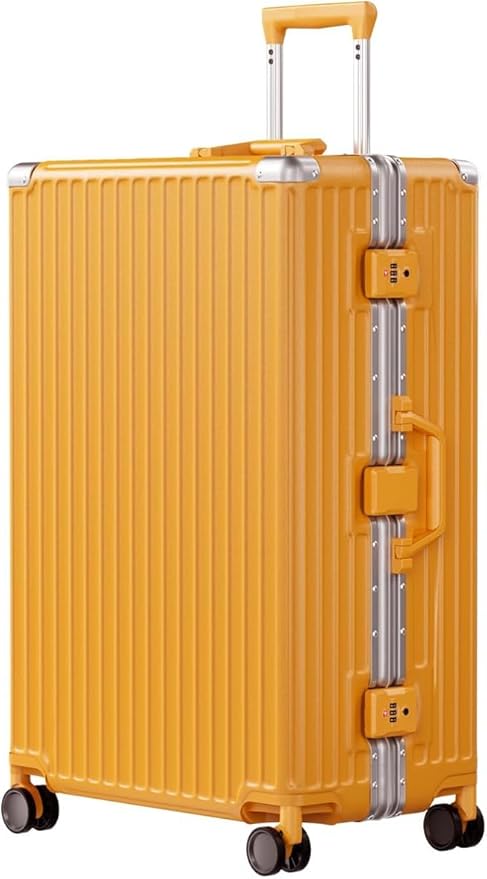 AnyZip Luggage PC+ABS Aluminum Frame Zipperless Checked Luggage Hard Shell Suitcase with TSA Lock Double Spinner Wheels 28 Inch Orange