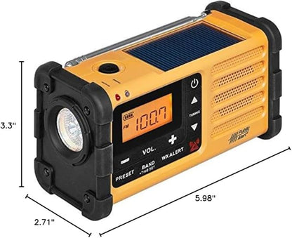 Sangean MMR-88 AM/FM/Weather Alert Emergency Rechargeable Radio. Solar/Hand Crank/USB/Flashlight, Siren, Smartphone Charger Yellow
