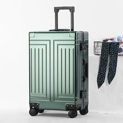All Aluminum Magnesium Carry On Luggage，Cut from Whole Aluminum Sheet，22x14x9 Airline Approved ，（3rd Generation，Premium Magnesium Metal zipperless suitcase ） (green, 28inch)