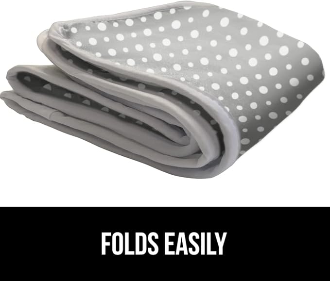 GORILLA GRIP Ironing Mat, Portable Iron Pad, Magnetic Cover for Top of Laundry Washer, Dryer, Table Top, Countertop Blanket, Silicone Coating and Scorch Resistant, Travel Size 28x24, Polka Dots
