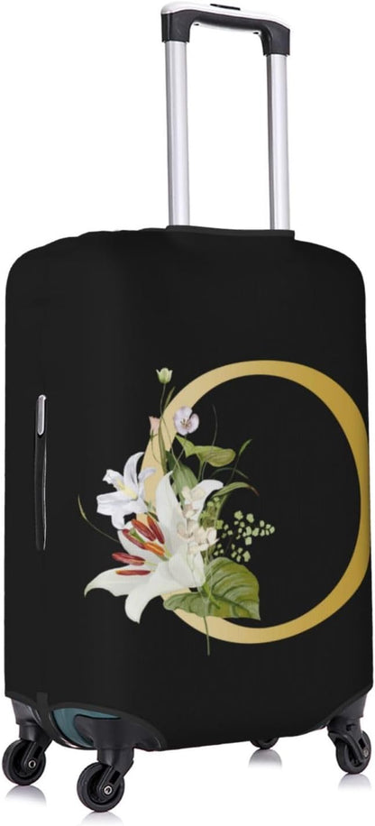 Decorative O Suitcase Protectors Elastic Washable Luggage Covers With Concealed Zippers For 18-32 Inch Luggage (Size M: Fits 22-24 Inch)