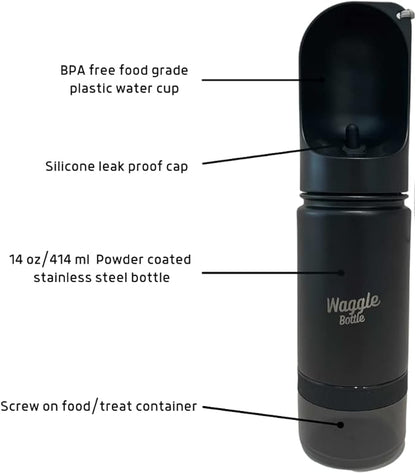Stainless Steel Dog Travel Water Bottle, Vacuum Insulated Portable Dog Water Dispenser, Drink Cup and Snack Container On The Go, Outdoor Walking, Hiking, Travel (Lavender)
