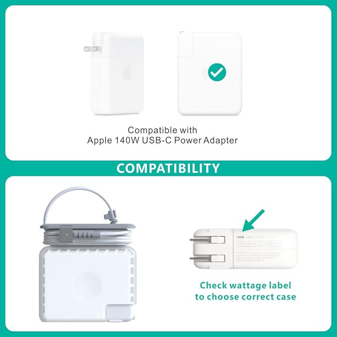 TATOFY Case for Apple 140w Charger Macbook140w Charger Case Organizer Travel Cord Organizer MacBook Accessories (for Apple 140W USB-C Power Adapter)