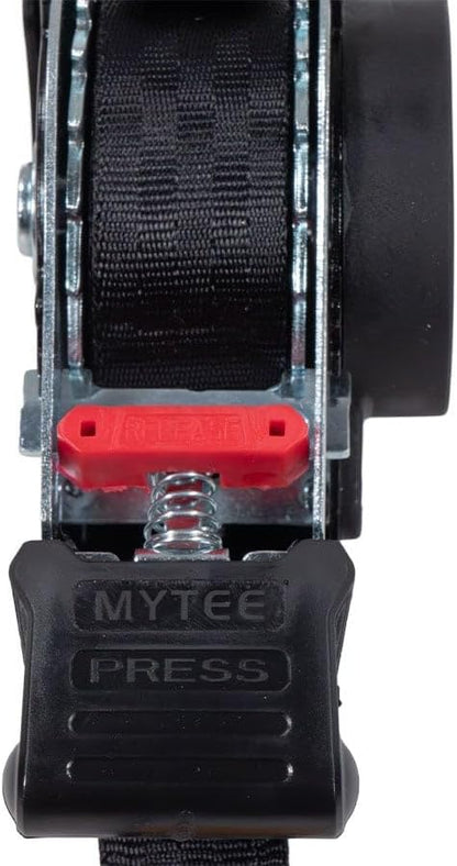 Mytee Products 4 Auto Retract NO-RATCHETING Ratchet Straps | 1" x 12' Retractable Ratchet Straps with Coated S Hook Tiedowns for Motorcycles, ATVs, Bikes: Tight & Secure Pickup Trailer Tie-Down