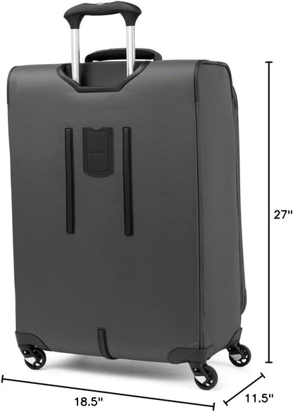 Travelpro Maxlite 5 Softside Expandable Luggage with 4 Spinner Wheels, Lightweight Suitcase, Men and Women, Shadow Grey, Checked-Medium 25-Inch