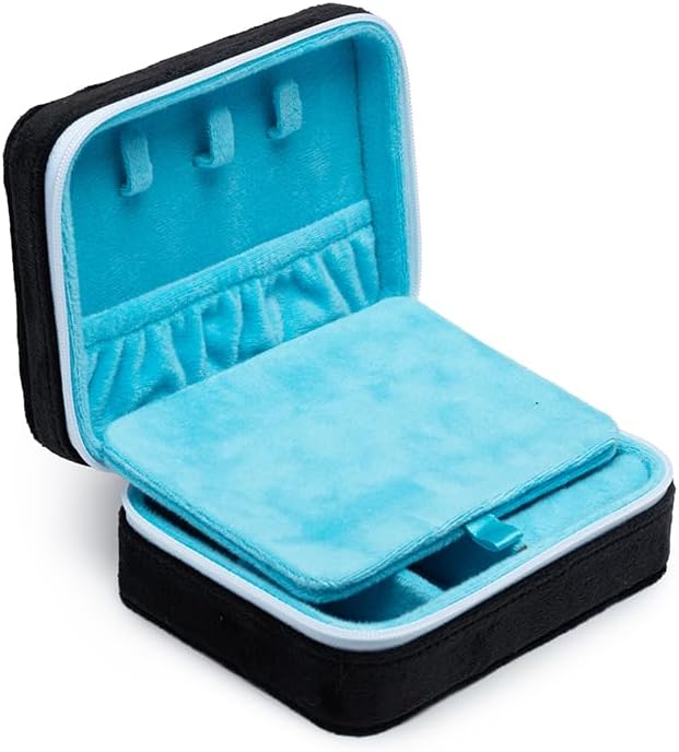 Living Royal Jewelry Travel Case – Portable Box with Mirror and Zipper for Rings, Necklaces, Earrings, Bracelets (Composition)