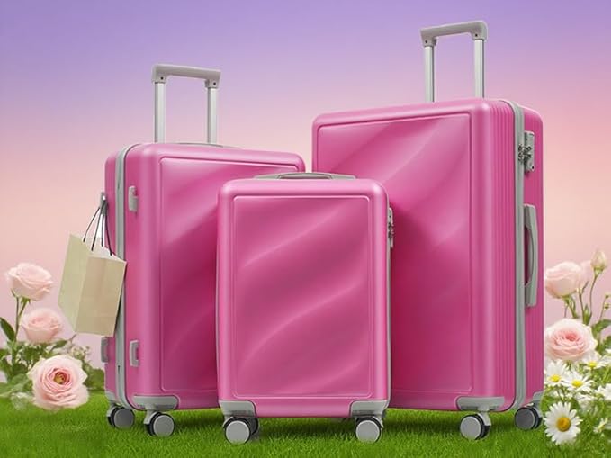 Merax Luggage Set 3 Piece, Lightweight Durable ABS Suitcases with Spinner Wheels and TSA Lock, Carry-on & Checked Travel Luggage