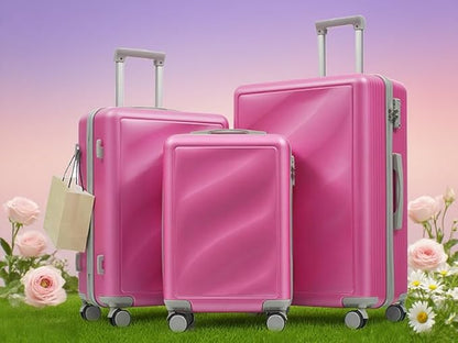 Merax Luggage Set 3 Piece, Lightweight Durable ABS Suitcases with Spinner Wheels and TSA Lock, Carry-on & Checked Travel Luggage