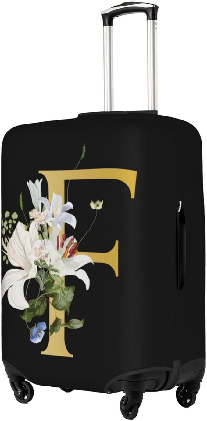 Decorative F Suitcase Protectors Elastic Washable Luggage Covers With Concealed Zippers For 18-32 Inch Luggage (Size L: Fits 25-28 Inch)