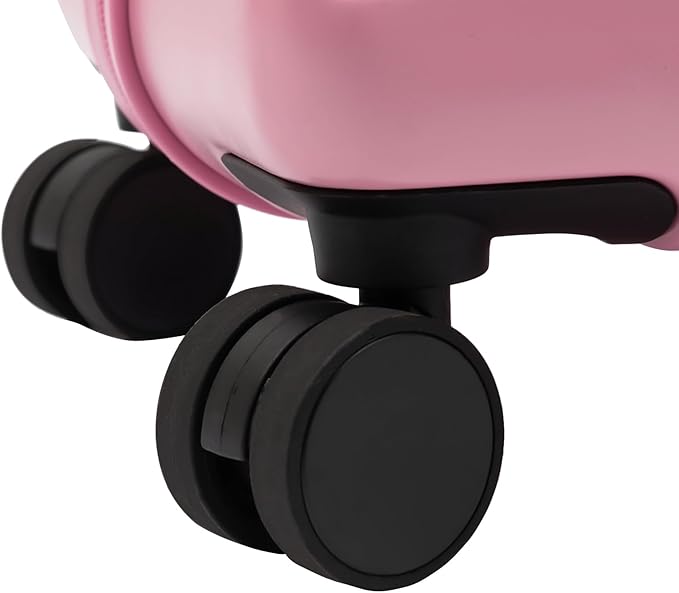 DNYSYSJ 20" Children's Ride On Luggage, Kid's Trolley Suitcase with Universal Wheels and Password Lock, Carry On Luggage Rolling Luggage, Aged 1-6 Years, ABS+PC (Pink, Snail Pattern)
