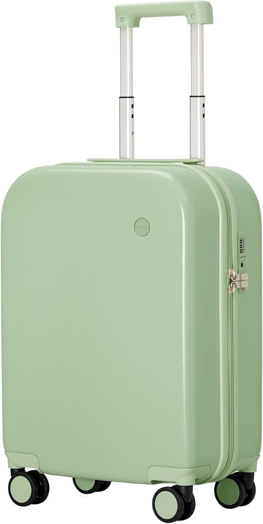 mixi Carry on Luggage, 20'' Suitcase Spinner Wheels Luggage Hardshell Lightweight Rolling Suitcases PC with Cover & TSA Lock for Business Travel, Avocado Green