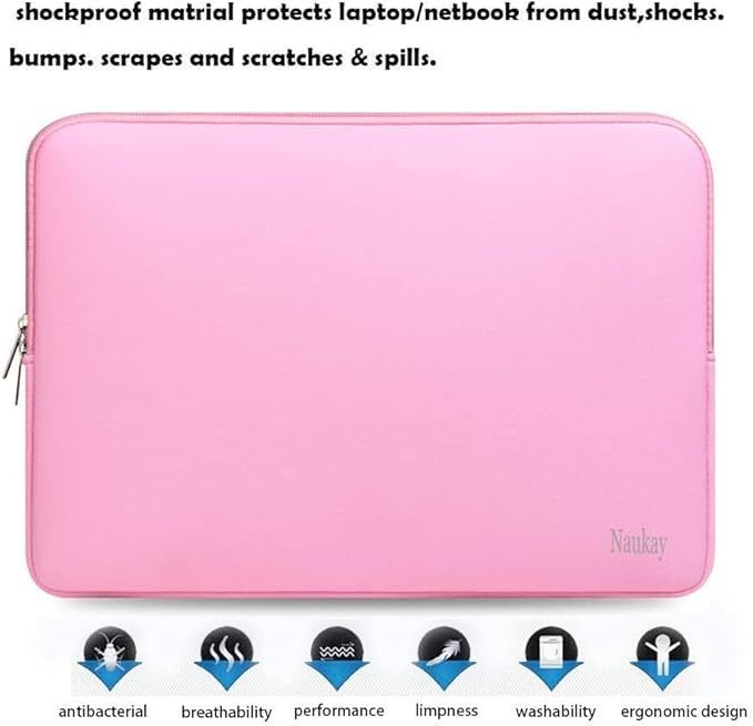 14 Inch Laptop Sleeve, Resistant Neoprene Laptop Sleeve/Notebook Computer Pocket Case/Tablet Briefcase Carrying Bag for 14 inch HP, Lenovo, Asus Notebook, Ultrabook, Pink