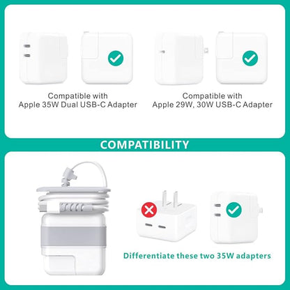 TATOFY Case for Apple 35w 30w 29w Charger, Travel Cord Organizer iPad Accessories (for Apple 35W Dual USB-C Port Adapter, 30w USB-C & 29w Adapter)