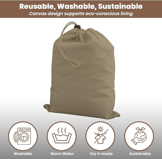 LFH Cotton Rich Shoe Storage Bags with Drawstring, Dustproof Breathable Reusable Organizer, Perfect For Travel, Dorm, Hotel, College, Gym, Easy to Carry Machine Washable 12"x17" (Pack of 4) - Chambray
