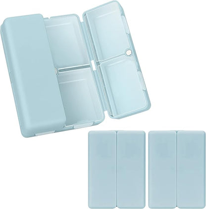 FYY Daily Pill Organizer,2 Pcs 7 Compartments Portable Pill Case Travel Pill Organizer,[Folding Design] Pill Box for Purse Pocket to Hold Vitamins,Cod Liver Oil,Supplements and Medication-Blue