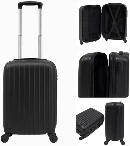 Karriage-Mate 20″ Hardside Carry-On Luggage – Lightweight & Durable Travel Suitcase with 360° Spinner Wheels, Telescopic Handle, Built in TSA Lock – Fits Cabin Size Overhead Bins (Black)