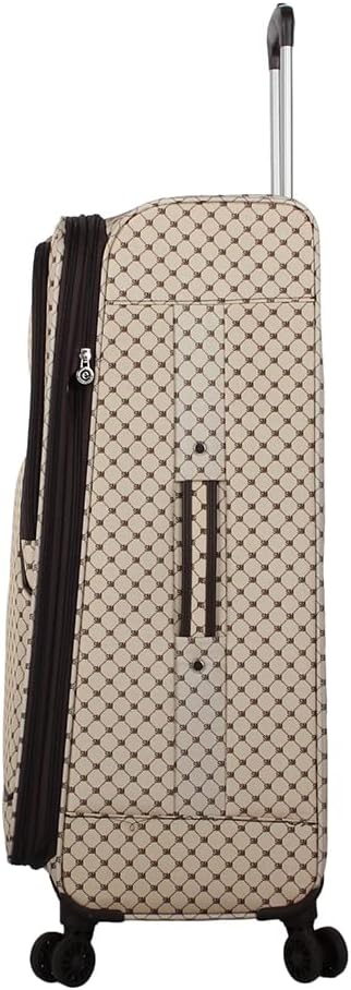 Steve Madden Designer Luggage Collection - 3 Piece Softside Expandable Lightweight Spinner Suitcase Set - Travel Set includes 20 Inch Carry on, 24 Inch & 28-Inch Checked Suitcases (Noble Brown/Tan)