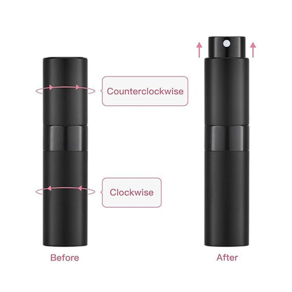 Tekson 8ml Travel Perfume Atomizer Refillable, Mini Cologne Spray Bottle Empty, Small Aftershave Portable Sprayer for Liquid Dispenser (Black&Gold)