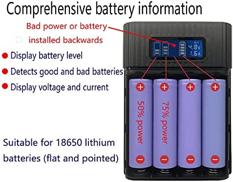 LIJIANI Battery Charger Case,Portable DIY Power Bank Box with LCD Display 2 USB Output,Micro and Type c Input, Smart Charger for 3.7v Li-ion Rechargeable Battery (Battery Not Included)