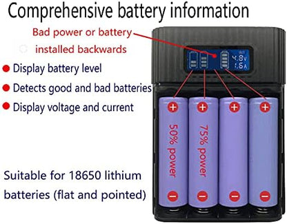 LIJIANI Battery Charger Case,Portable DIY Power Bank Box with LCD Display 2 USB Output,Micro and Type c Input, Smart Charger for 3.7v Li-ion Rechargeable Battery (Battery Not Included)