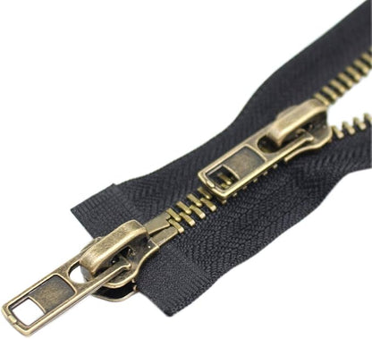 YaHoGa #8 12 Inch Two Way Separating Jacket Zipper Large Antique Brass Metal Zippers for Jackets Coats Sewing Crafts (12" TW Anti-Brass)