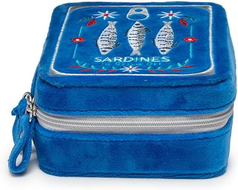 Living Royal Jewelry Travel Case – Portable Box with Mirror and Zipper for Rings, Necklaces, Earrings, Bracelets (Sardine)