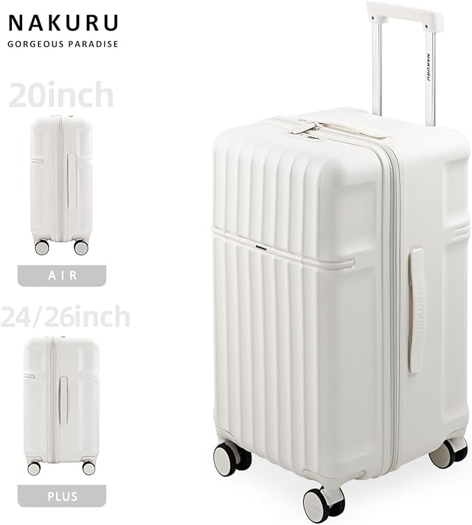 20 Inch Hardside Carry-On Luggage with Spinner Wheels, TSA Lock, Double Zippers, Thick PC Shell, Lightweight Travel Suitcase for Business, Weekend, and International Trips(White)