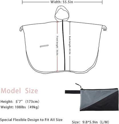 Fashion Hooded Rain Poncho Waterproof Raincoat Jacket with pocket for Women/Men/Adult