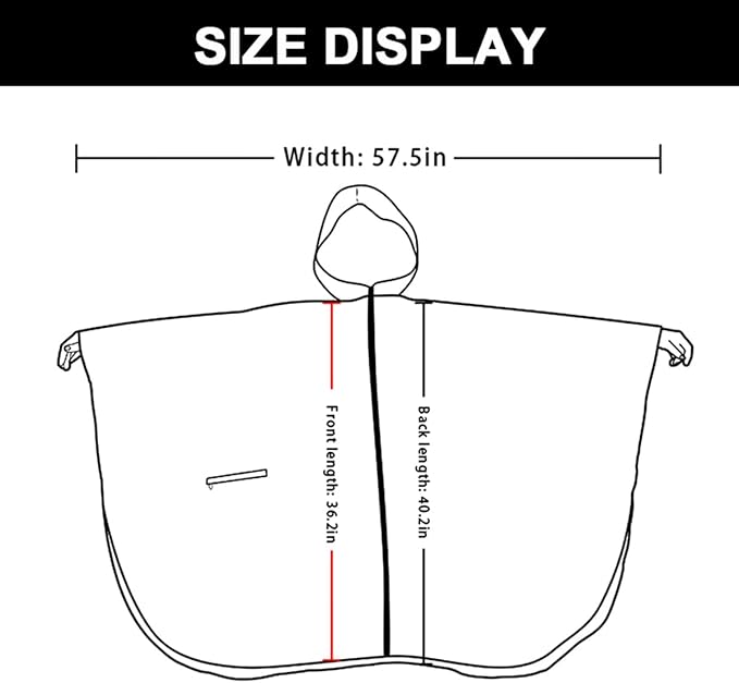 Fashion Hooded Rain Poncho Waterproof Raincoat Jacket with pocket for Women/Men/Adult