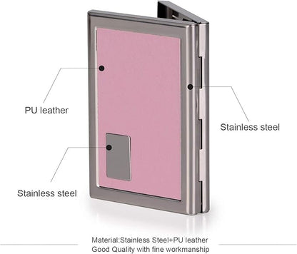 EASTNIGHTS RFID Credit Card Holder Metal Wallet Stainless Steel and Pu Leather Credit Card Protector Case (pink)