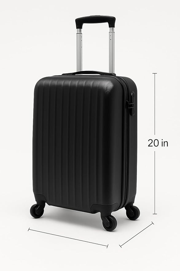 Karriage-Mate 20″ Hardside Carry-On Luggage – Lightweight & Durable Travel Suitcase with 360° Spinner Wheels, Telescopic Handle, Built in TSA Lock – Fits Cabin Size Overhead Bins (Black)