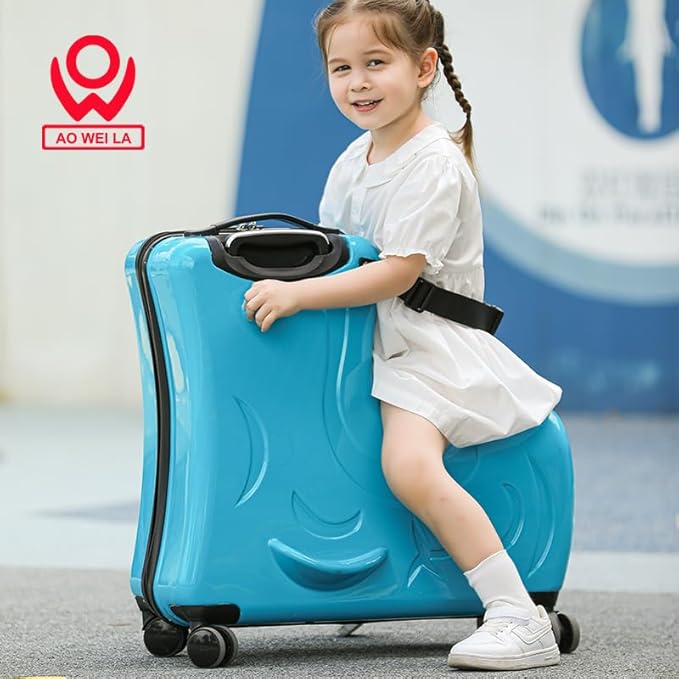 N-A Kids Ride On Suitcase with Wheels, Scooter Luggage for Toddlers Travel, Durable Children's Suitcase for Boys & Girls Ages 2-17 Years