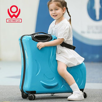 N-A Kids Ride On Suitcase with Wheels, Scooter Luggage for Toddlers Travel, Durable Children's Suitcase for Boys & Girls Ages 2-17 Years