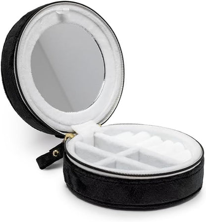 Living Royal Jewelry Travel Case – Portable Box with Mirror and Zipper for Rings, Necklaces, Earrings, Bracelets (Dancing Skull)