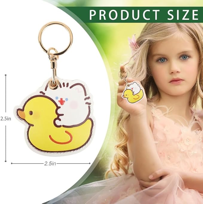 Leather Keychain Case Holder Compatible with Apple AirTag, GPS Airtag Keychain Finder Tracker with Key Ring, Anti-Scratch Protective Air Tag Cover
