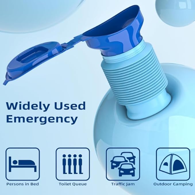 Portable Urinals for Men/Kids,Collapsible Travel Pee Bottles Female,750ML Adjustable Toilets for Toddler Boys,Women,Disabled Person Disabled Traffic Jam and Camping,Blue Set of 2