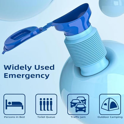 Portable Urinals for Men/Kids,Collapsible Travel Pee Bottles Female,750ML Adjustable Toilets for Toddler Boys,Women,Disabled Person Disabled Traffic Jam and Camping,Blue Set of 2
