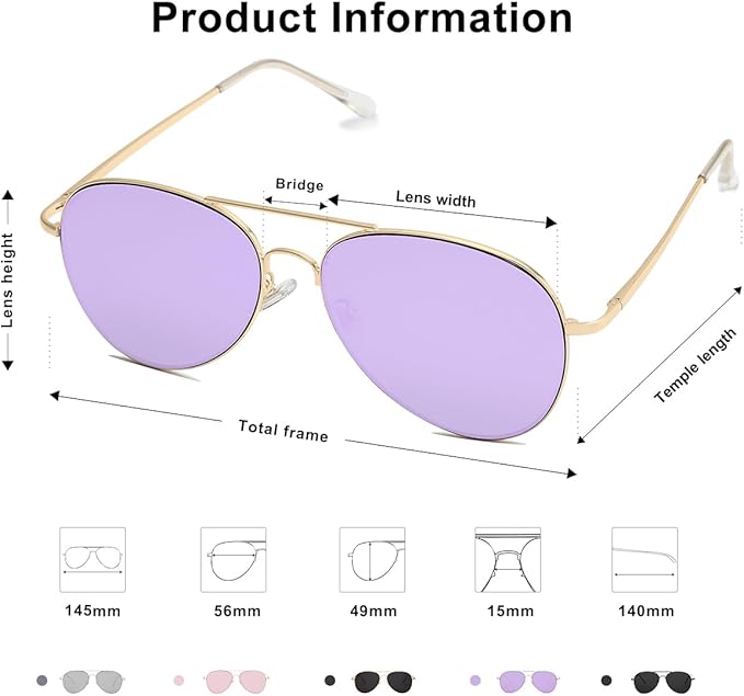 SOJOS Classic Aviator Sunglasses for Women Men Metal Frame Spring Hinges SJ1030