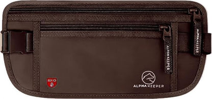 Alpha Keeper Hidden Travel Money Belt - RFID Blocking Waist Wallet & Passport Holder for Women and Men, Anti-Theft Slim Security Pouch