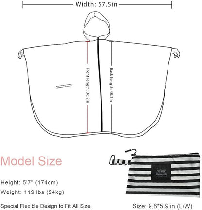 Rain Poncho Jacket Coat Hooded Zipper Style for Women/Men/Adult with Pocket