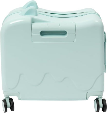 18" Ride-On Kids Suitcase with Double Spinner Wheels, Lightweight Tow-Along Luggage Carry-on Hardside Trolly Case with Password Lock, Rolling Children's Travel Luggage for Travel, School (Green)